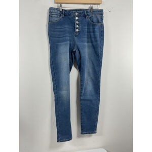 Womans Fashion Wear Blue Jeans Large Flannel Lined Button Fly Close